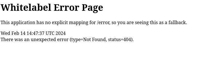 Whitelabel Error